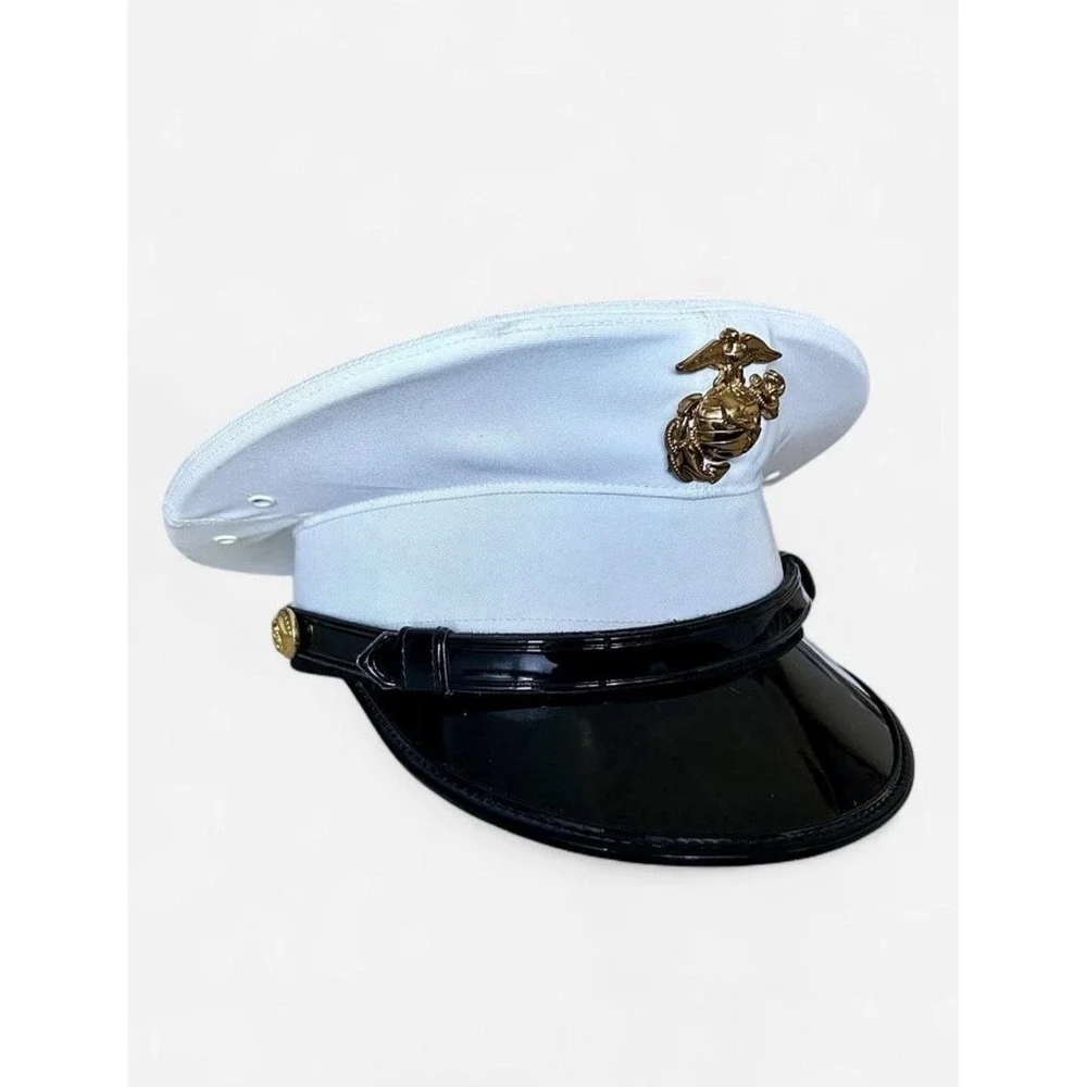 USMC Marine Corps Dress White Service Cap Bernard 6 5/8 EGA Military Hat